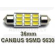 C5W 36mm balta LED 9 diožu CANBUS auto spuldze. Lampa numura apgaismojumam un salonam