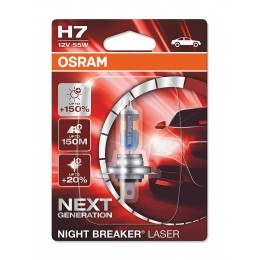 H7 OSRAM NIGHT BREAKER LASER +150% Blister 64210NL-01B auto spuldze 12V H7 55W 12V halogēna lampa