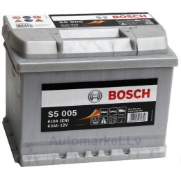63Ah BOSCH 610A,12V Akumulators S5005 (-+) 242x175x190mm