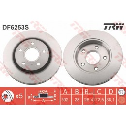 DF6253S TRW  bremžu disks