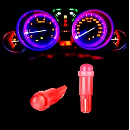 T5 Sarkana 1 diožu LED auto spuldze 12V auto paneļa un salona apgaismojumam
