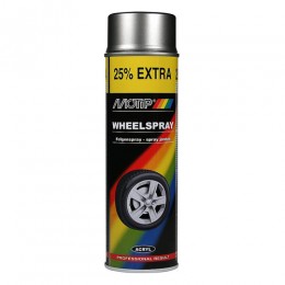 Melna spīdīga krāsa diskiem MOTIP Wheelspray aerosols 500ml
