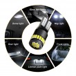 W5W balta - T10  LED 24 diožu CANBUS auto spuldze,  gabarita lukturiem un salonam
