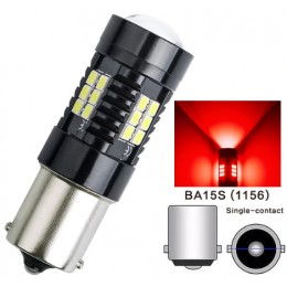 PR21W - BA15S красная одно контактная LED 21 диодa CANBUS лампочка - для заднего хода - противотуманных - стопсигнал и габаритных огней