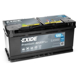 100Ah EXIDE PREMIUM EA1000 - 900A,12V Akumulators (-+) 353x175x190 12V