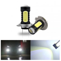 H7 balta LED COB auto spuldze pretmiglas lukturiem
