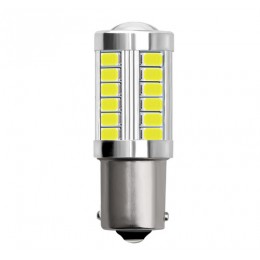 P21W - BA15S balta LED  33 diožu - vienkontaktu auto spuldze - gabarīta - atpakaļgaitas - pretmiglas - stopsignāla lukturiem