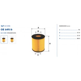 OE649/6 Eļļas filtrs FILTRON (analogi WL7403, OX166/1D, HU815/2x)