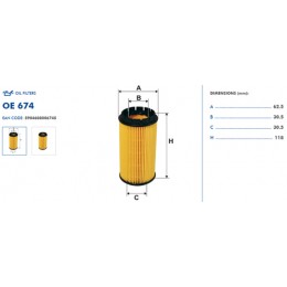 OE674 Eļļas filtrs FILTRON (analogi WL7412, OX384D, HU718x)
