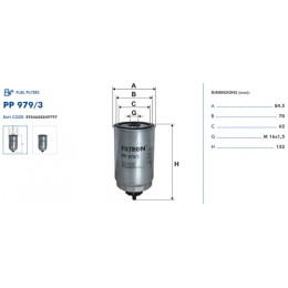 PP979/3 Degvielas filtrs FILTRON (analogi KC101, WK824/2)