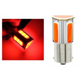 P21W - BA15S красная LED 3+1COB одно контактная лампочка  - для заднего хода - противотуманных - стоп сигнал и габаритных огней