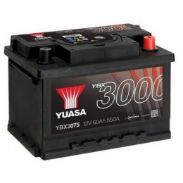 60Ah YUASA 550A,12V Akumulators YBX3075 (-+) 242x175x175mm