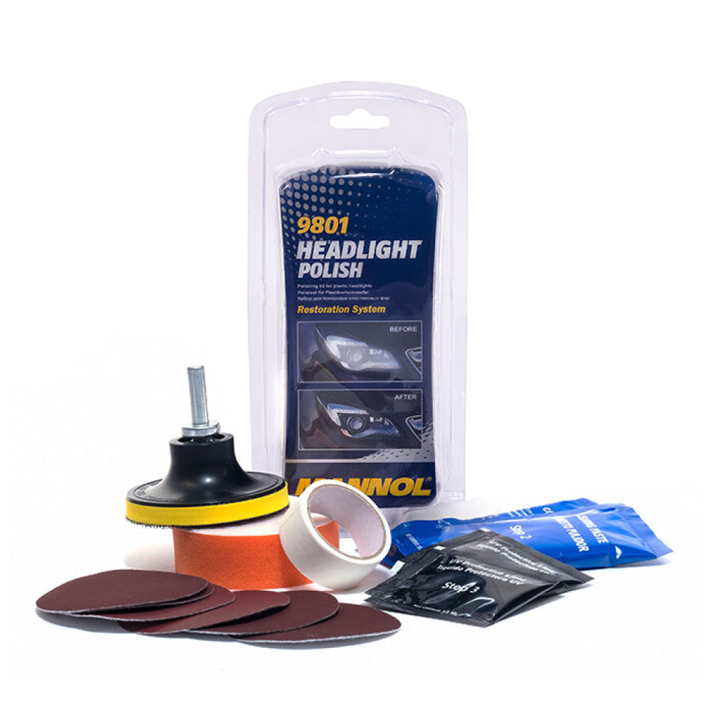 Žibintų atkūrimo rinkinys - MANNOL 9801 Headlight Restoration KIT