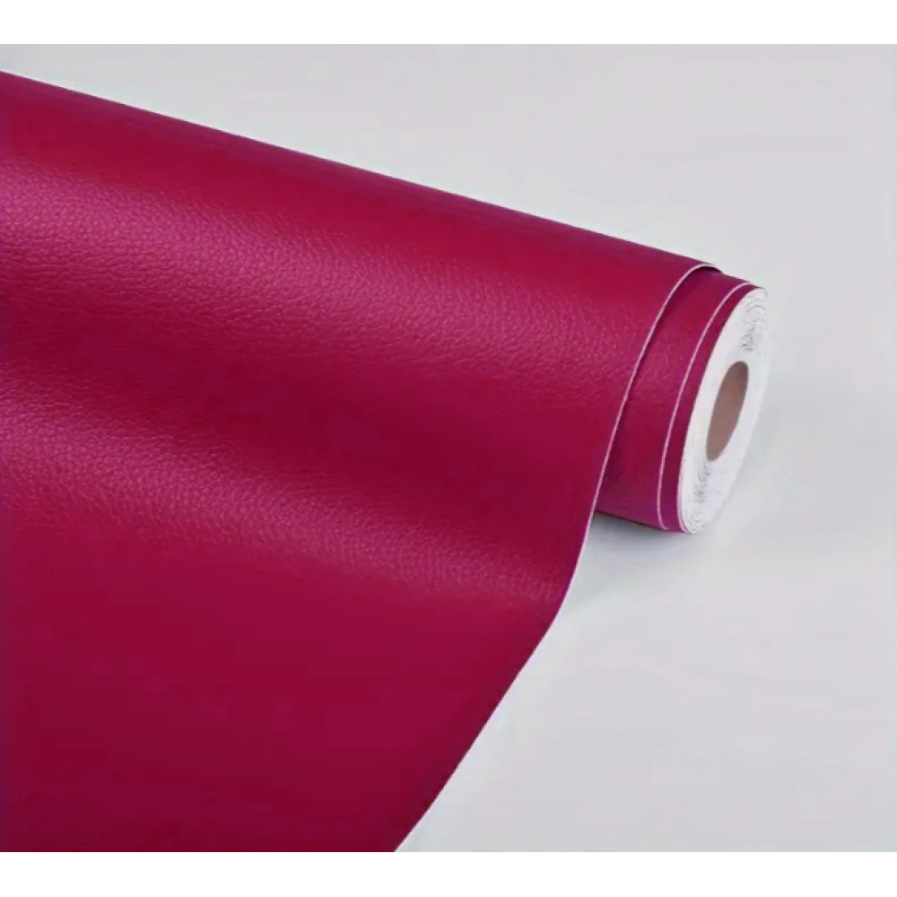 100cm x 50cm Самоклеящаяся кожа красная фуксия. Для ремонта изделий из кожи, винила: авто сидений - мебели - сумок - обуви