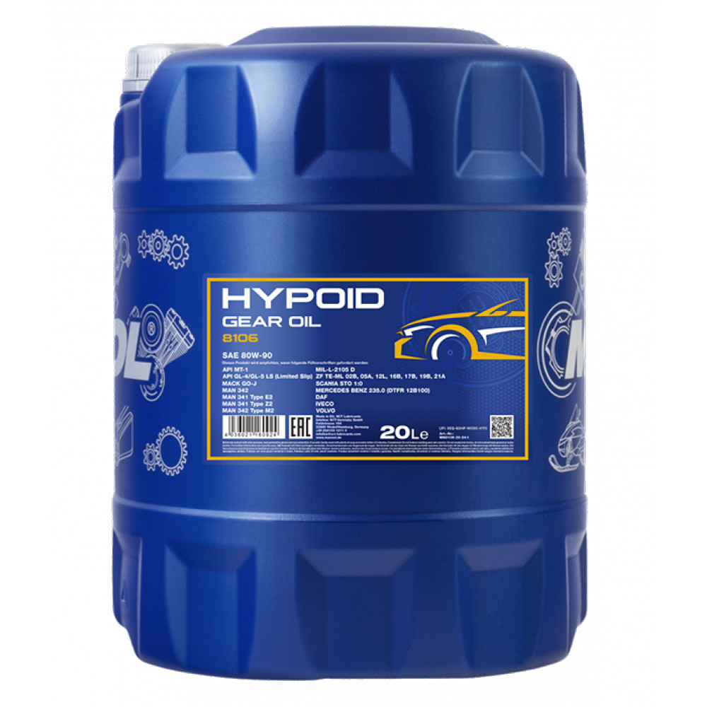 20L - 80W90 HYPOID Getriebeoel GL4 GL5 MANNOL 8106 transmisijas eļļa