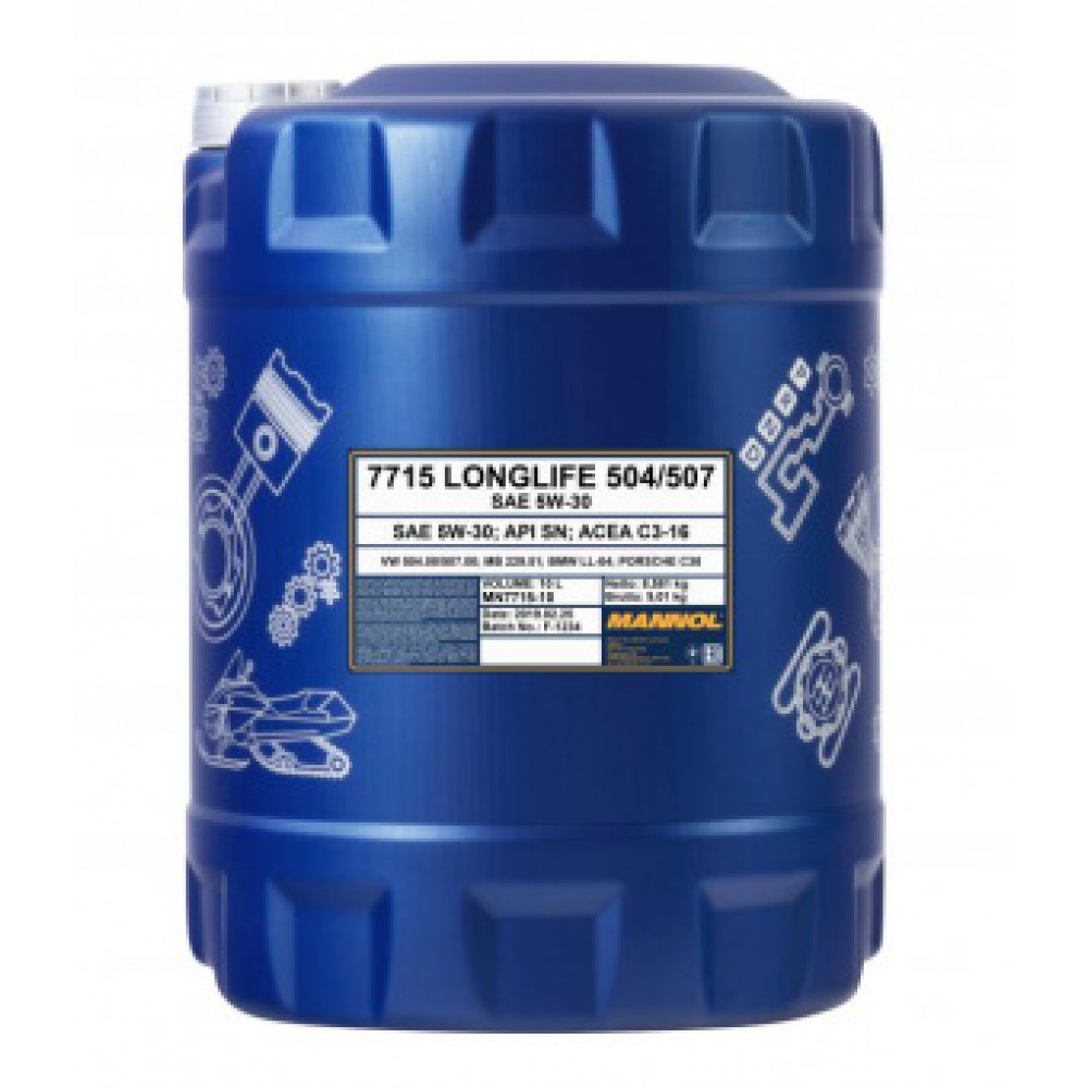 10L - 5W30 LONGLIFE 504 /507 AUDI SKODA VW MANNOL 7715 BMW LL04 sintetiskā motoreļļa 5w-30 10L - 5W30 LONGLIFE 504 /507 AUDI SKODA VW MANNOL 7715 BMW LL04 sintetiskā motoreļļa 5w-30