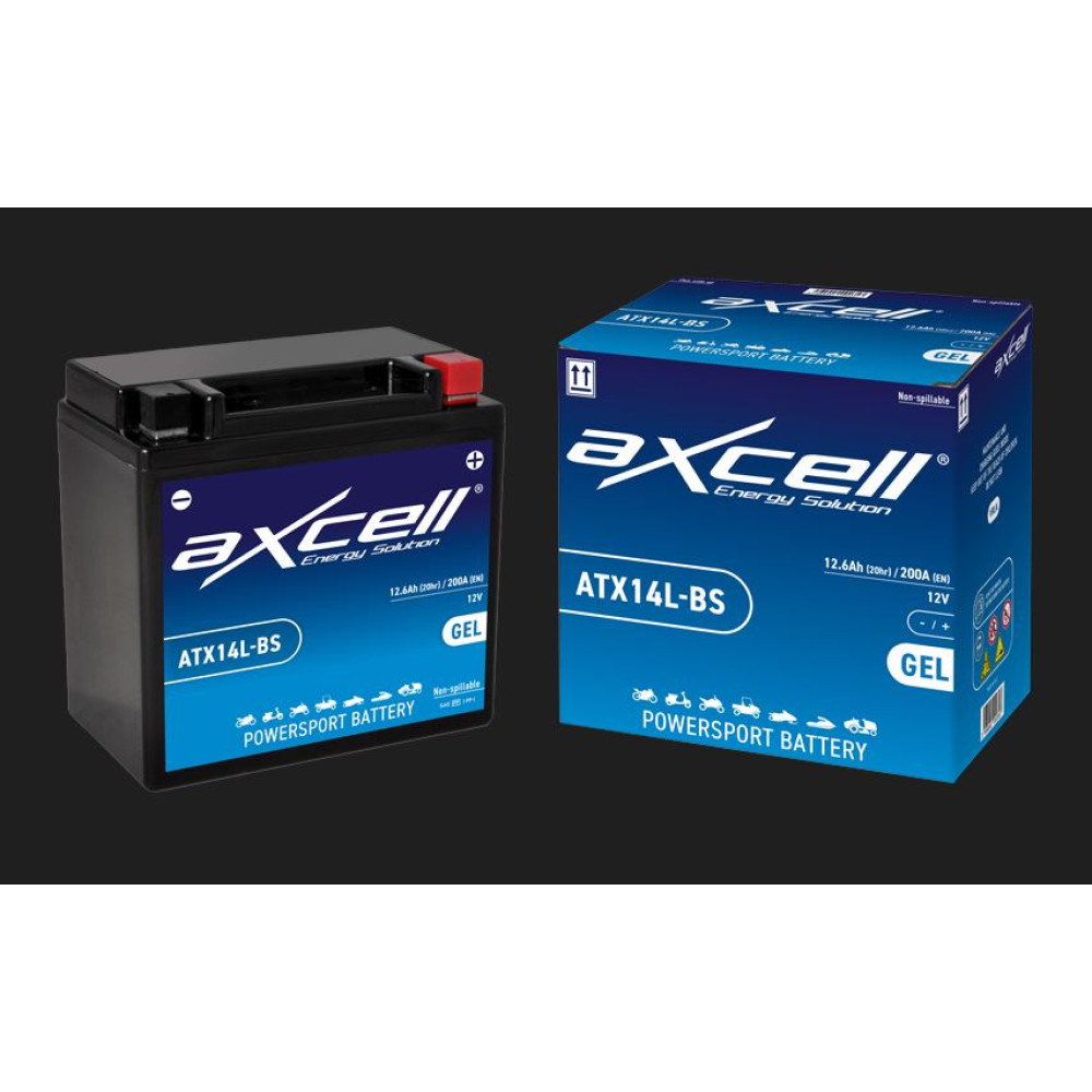 12Ah AXCELL GEL motociklo akumuliatorius ATX14L-BS 12V 200AH 12V (- +) 150x87x145mm 12Ah AXCELL GEL motociklo akumuliatorius ATX14L-BS 12V 200AH 12V (- +) 150x87x145mm