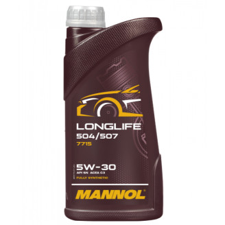 1L - 5W30 LONGLIFE 504 /507 AUDI VW MANNOL 7715 motoreļļa 5w-30