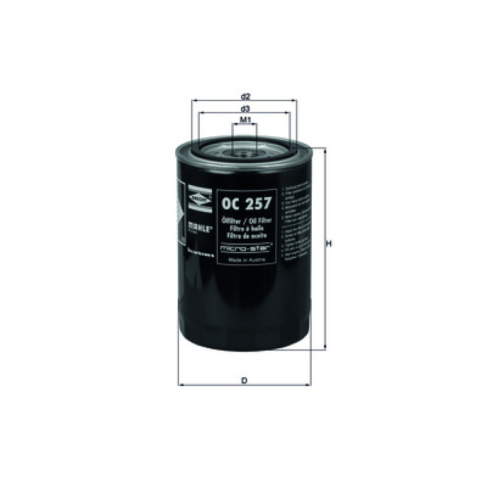 OC257 KNECHT MAHLE FILTER õlifilter