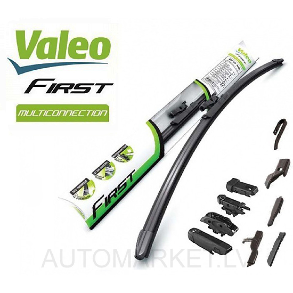 550mm  55cm VALEO FIRST MULTICONNECTION Berėmės valytuvų šluostės su adapteriais įvairiems tvirtinimams