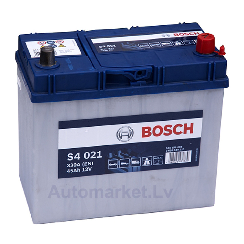 45Ah BOSCH 330A,12V Аккумулятор S4021 (-+)  238x129x227мм