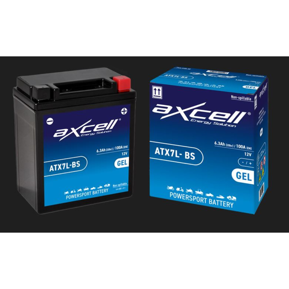 6Ah AXCELL Motociklu GEL akumulators  ATX7L-BS12V 100A moto (- +) 113x70x130mm