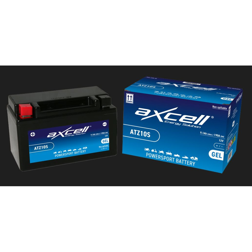 9Ah AXCELL GEL mootorratta aku ATZ10S 12V 190AH 12V (+ -) 150x88x93mm