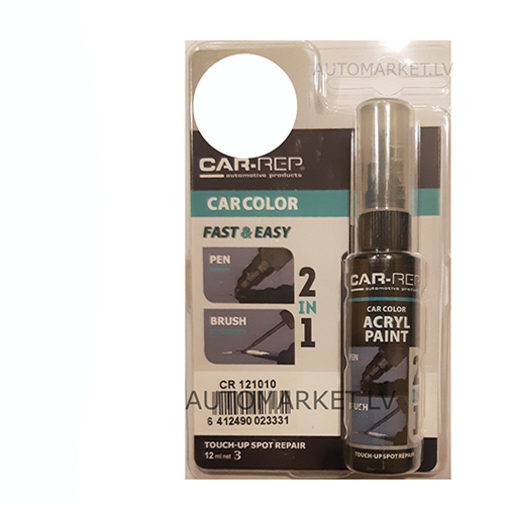 Autokrāsas zīmulis + otiņa - defektu aizkrasošanai ( krateru - švīku ) Balta krāsa CR121010 TOUCH-AP CAR-REP MASTON