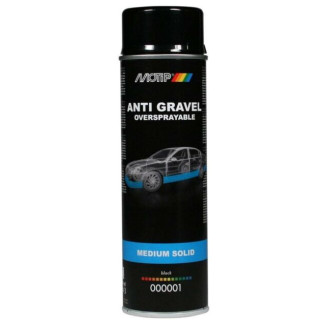 Bituma mastika melna. Pretkorozijas līdzeklis auto virsbūves un apakšpuses aizsardzībai MOTIP ANTI GRAVEL aerosols 500ml