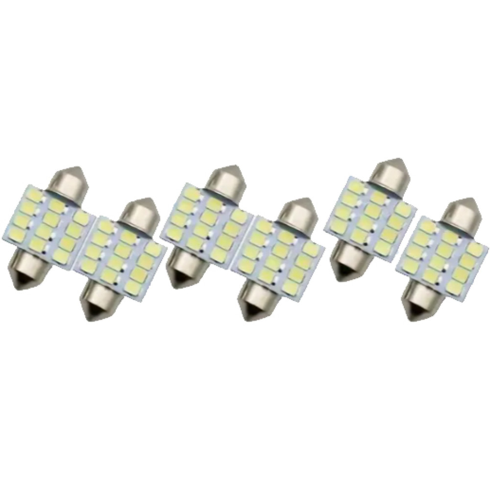 C5W 31mm balta LED 12 diodų automobilio lemputė numerio ir salono apšvietimui