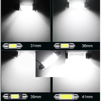 C5W 31mm balta LED COB diodinė automobilio lemputė numerio ir salono apšvietimui