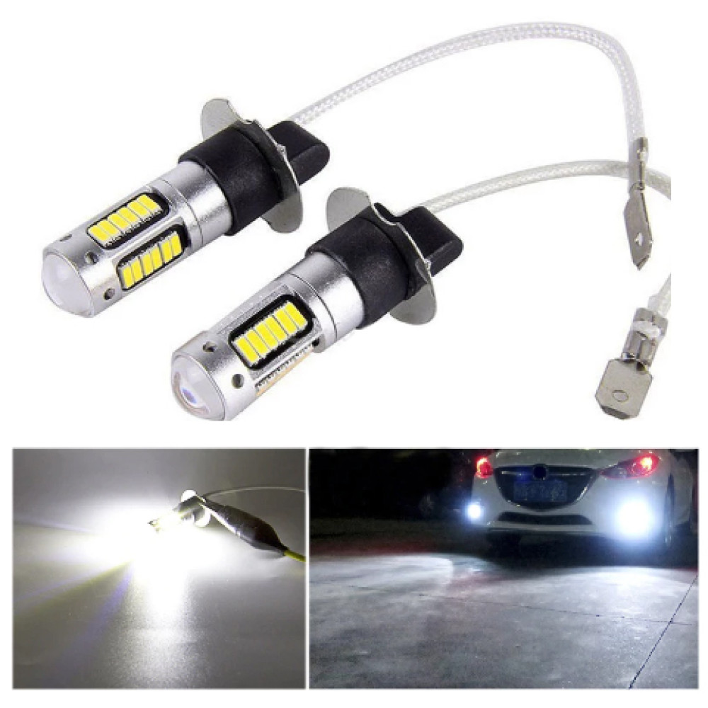 H3 balta LED 30 diodų CANBUS lemputė. Rūko žibintams