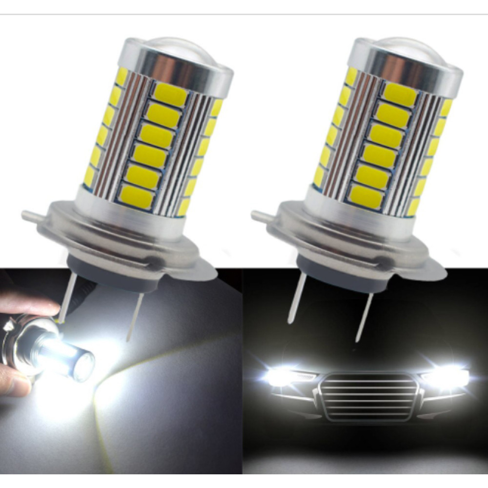 H7 balta LED 33 diodų lemputė rūko žibintams