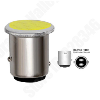 P21/5W - BAY15d baltas LED COB dviejų kontaktų lemputė. Galinio vaizdo - stabdžių signalams ir matmenų šviesoms