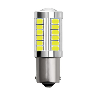 P21W - BA15S oranžinė LED 33 diodų vienkontaktė lemputė - galiniam važiavimui - priešrūkiniams - stabdžių signalui ir gabaritiniams žibintams