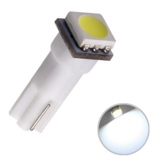 T5 Balta LED 1 diodo automobilių lemputė salono ir prietaisų skydelio apšvietimui