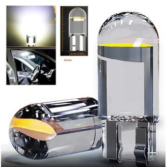 W5W zaļa - T10 LED COB auto spuldze. Lampa gabarita lukturiem un salonam