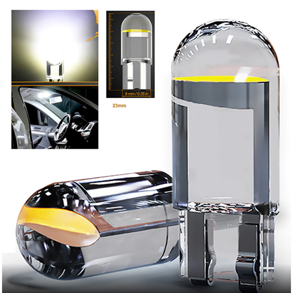 W5W balta - T10 LED COB automobilių lemputė. Skirta gabaritinių žibintų ir salono apšvietimui