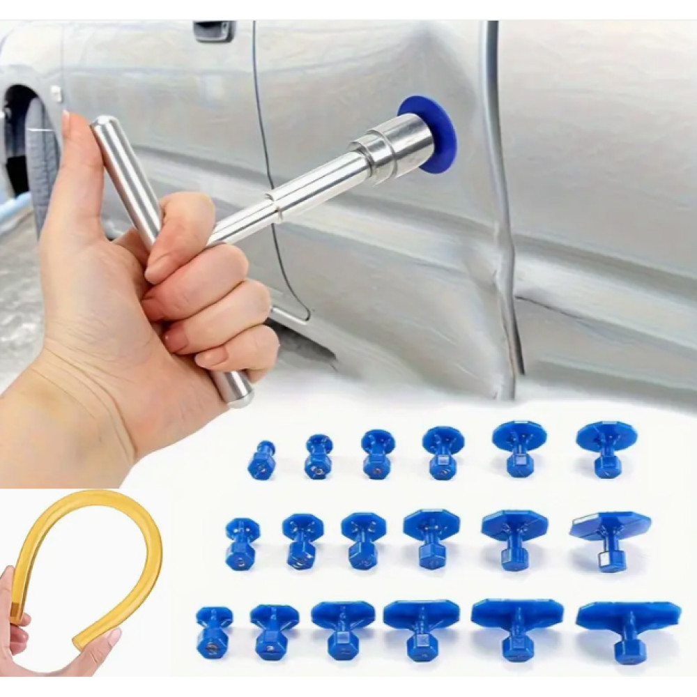 T-shaped Tool for Car Body Dent Repair with 18 Adhesive Pads. Set with Glue 2pcs. without Heater.