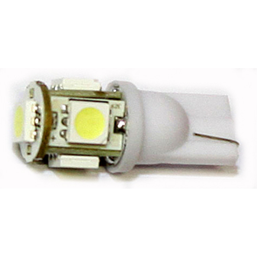 W5W balta - T10 LED 5 diodų automobilių lemputė. Skirta gabaritiniams žibintams ir salonui.