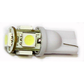 W5W balta - T10 LED 5 diodų automobilių lemputė. Skirta gabaritiniams žibintams ir salonui.