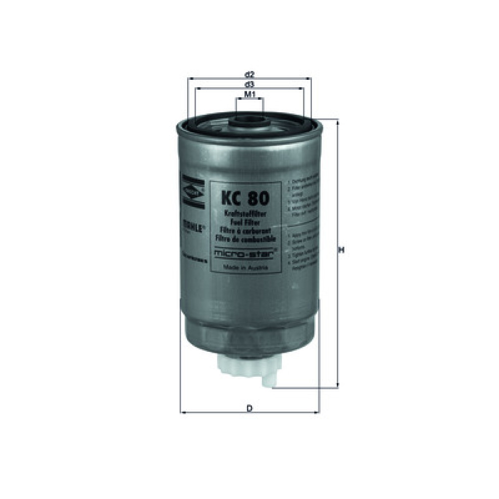 KC80 KNECHT MAHLE FILTER топливный фильтр KC80 KNECHT MAHLE FILTER топливный фильтр