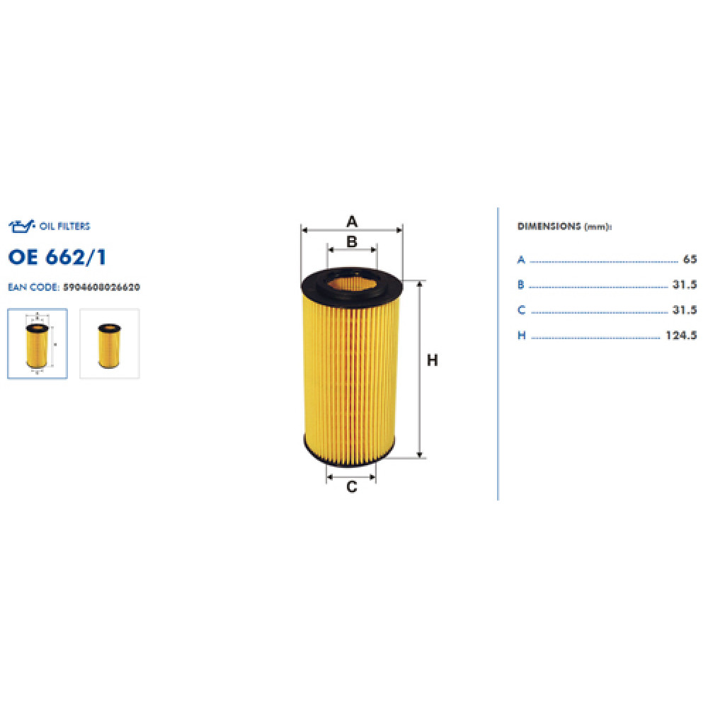 OE662/1 Eļļas filtrs FILTRON (analogi WL7320, OX370D, HU719/8x)