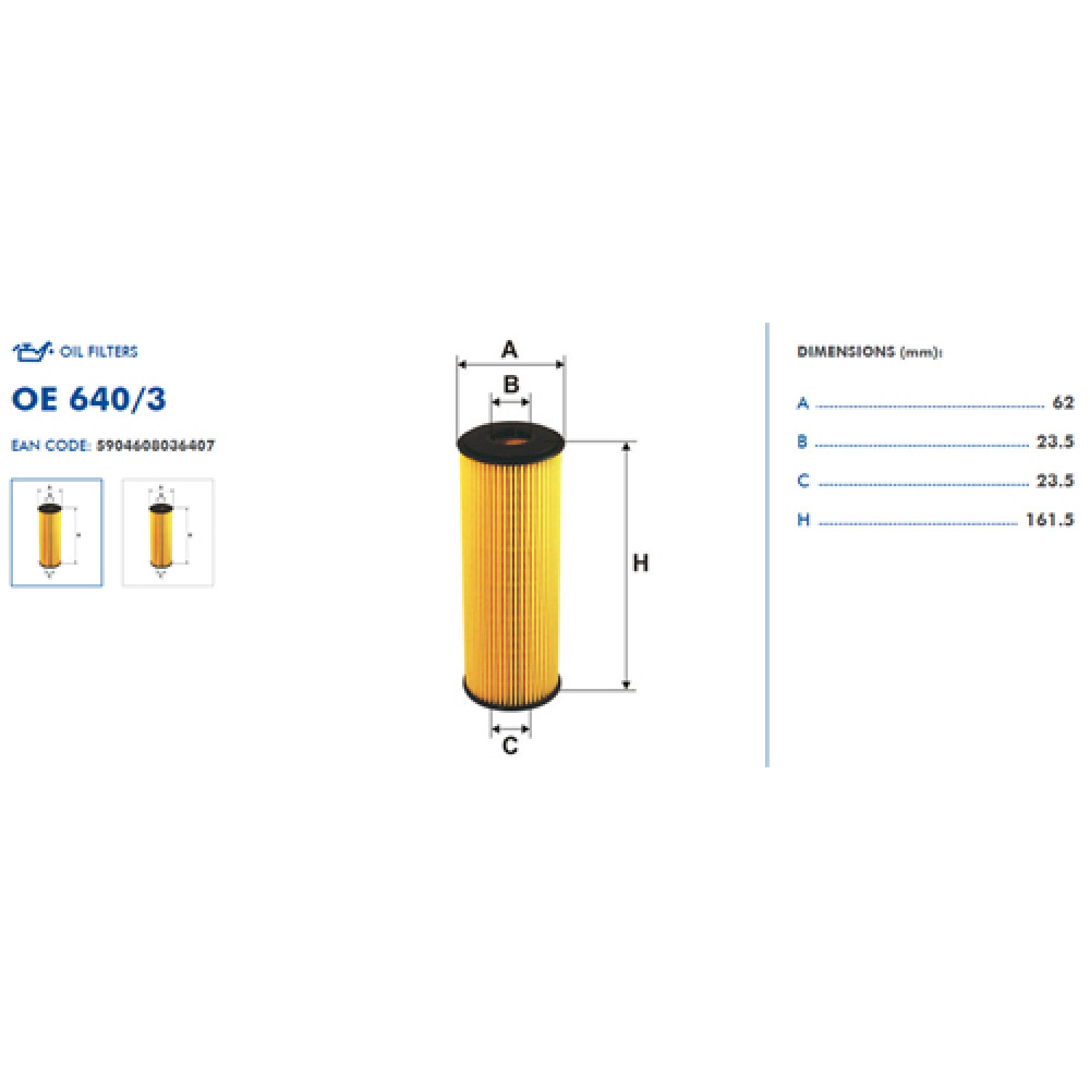 OE640/3 Oil Filter FILTRON (equivalents WL7304, OX133D, HU727/1x)