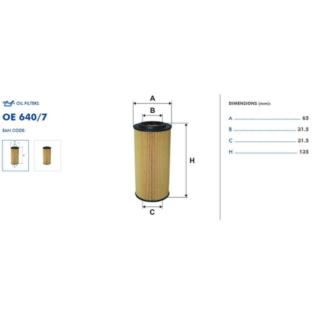 OE640/7 масляный фильтр FILTRON (analogi WL7289, OX179D, HU721/2x)