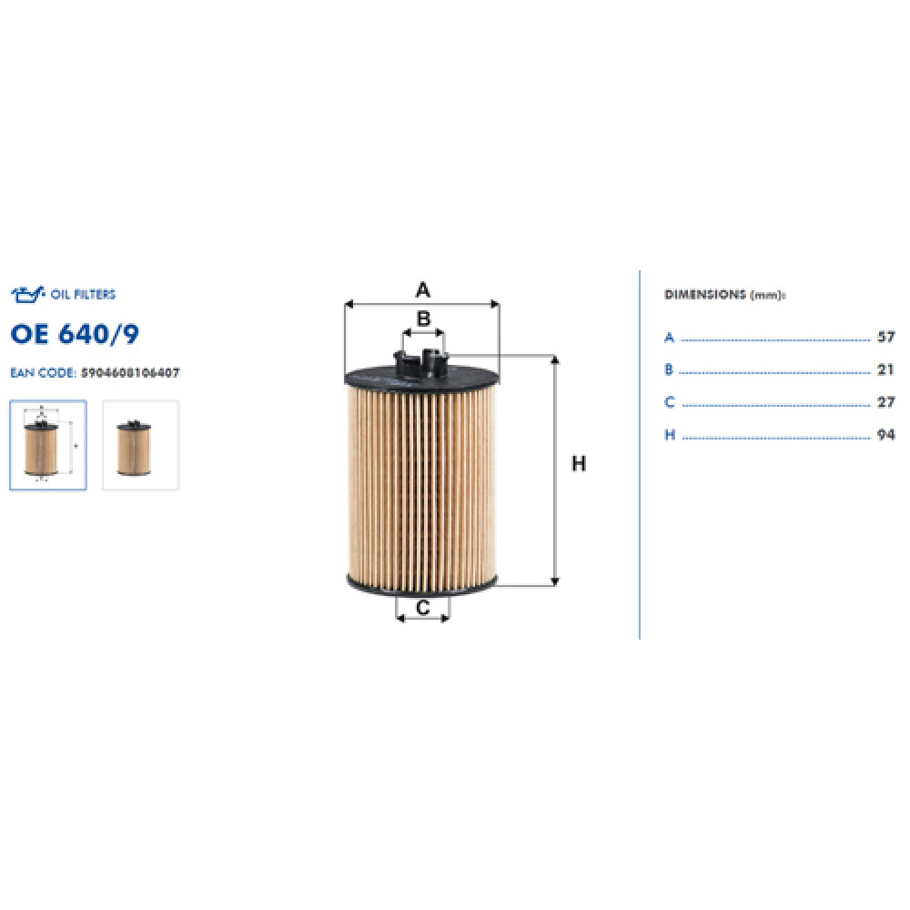 OE640/9 õlifilter FILTRON (analoogid OWL7405, OX382D, HU612/1x)