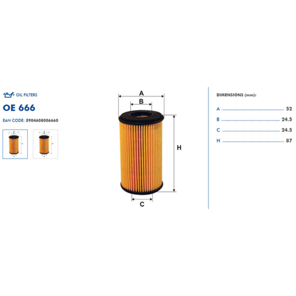 OE666 õlifilter FILTRON (analoogid WL7293, OX209D, HU611x)