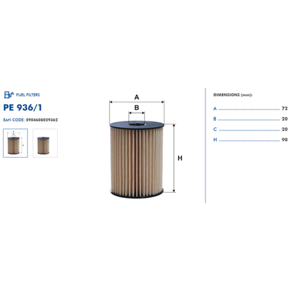 PE936/1 Топливный фильтр FILTRON (analogi WF8166, KX78D, P732x)