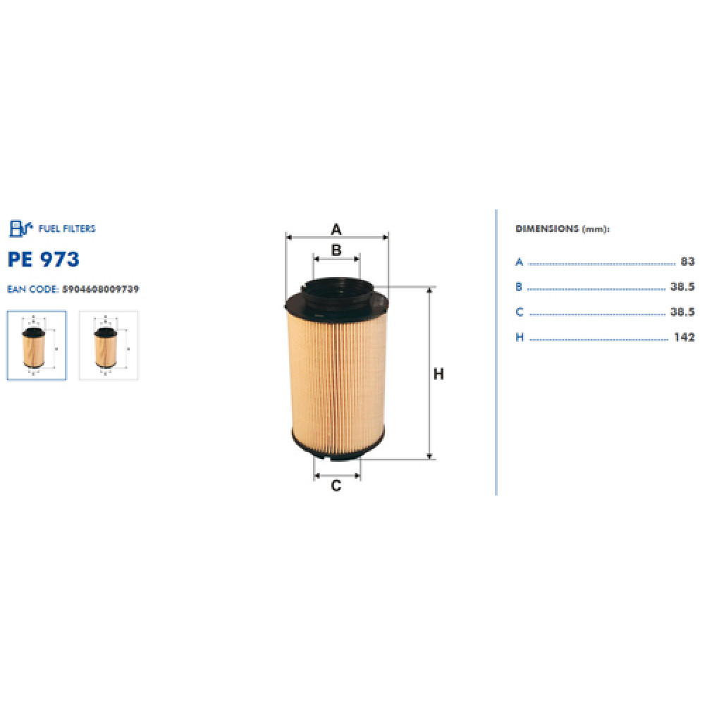 PE973 Топливный фильтр FILTRON (analogi WF8308, KX178D, PU936/2x)
