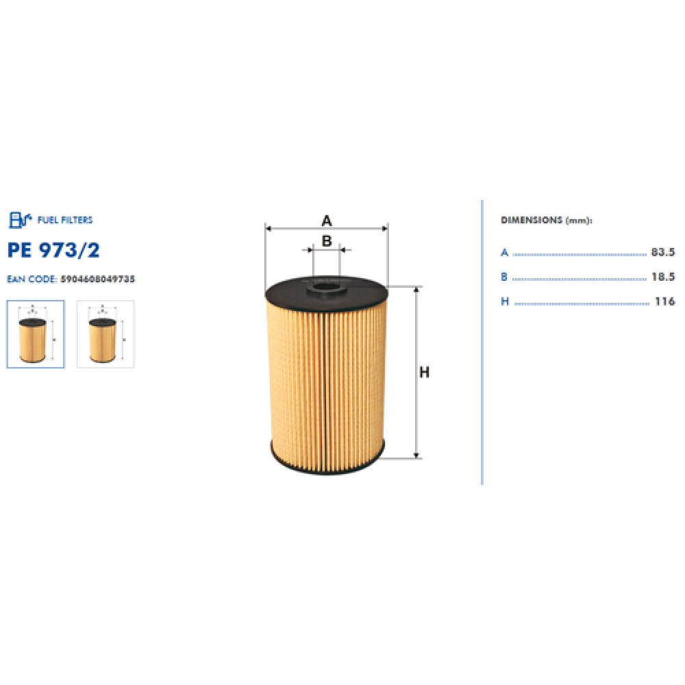 PE973/2 Топливный фильтр FILTRON (analogi WF8355, KX228D, PU936/1x)